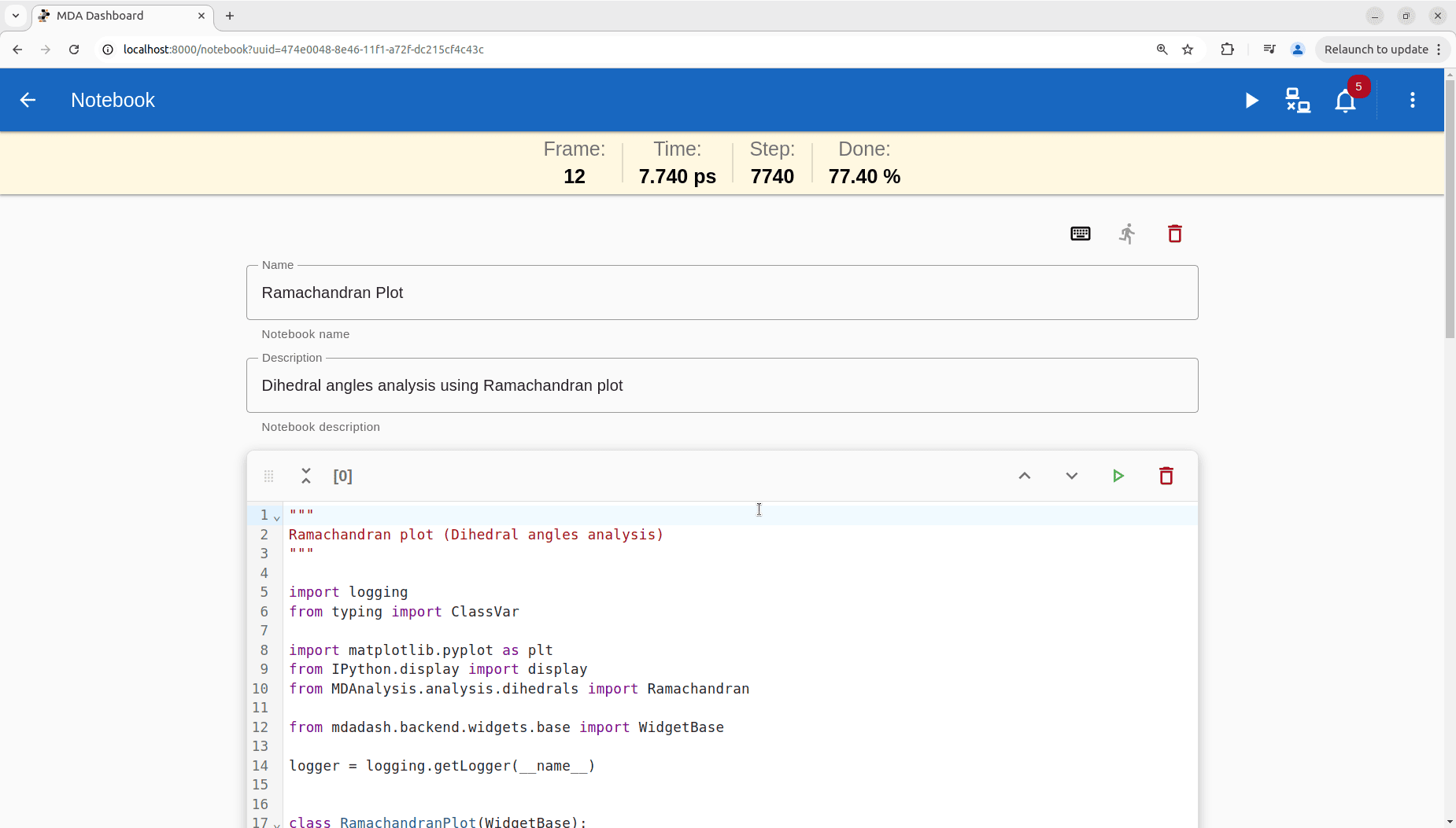 Cloned widget Notebook